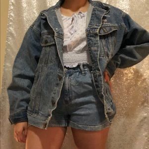 Embroidered Chevron Oversized Denim Jean Jacket